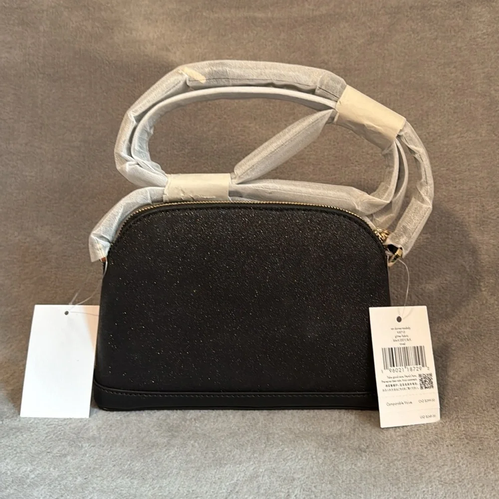 ♠️KATE SPADE♠️Black Glitter Tinsel Small Dome Shoulder Crossbody/NWT